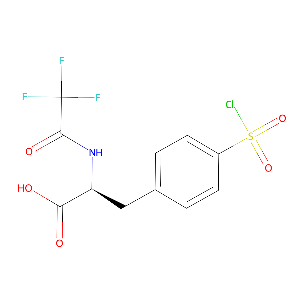 (2S)-3-[4-(chlorosulfonyl)phenyl]-2-(2,2,2-trifluoroacetamido)propanoic acid molecular structure, CAS 2913186-15-7