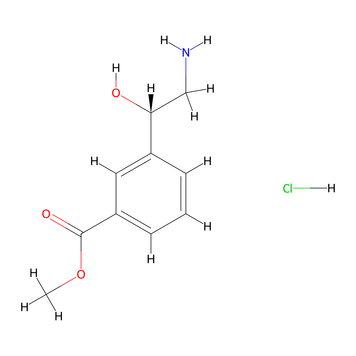 methyl 3-[(1S)-2-amino-1-hydroxyethyl]benzoate hydrochloride molecular structure, CAS 2913186-22-6
