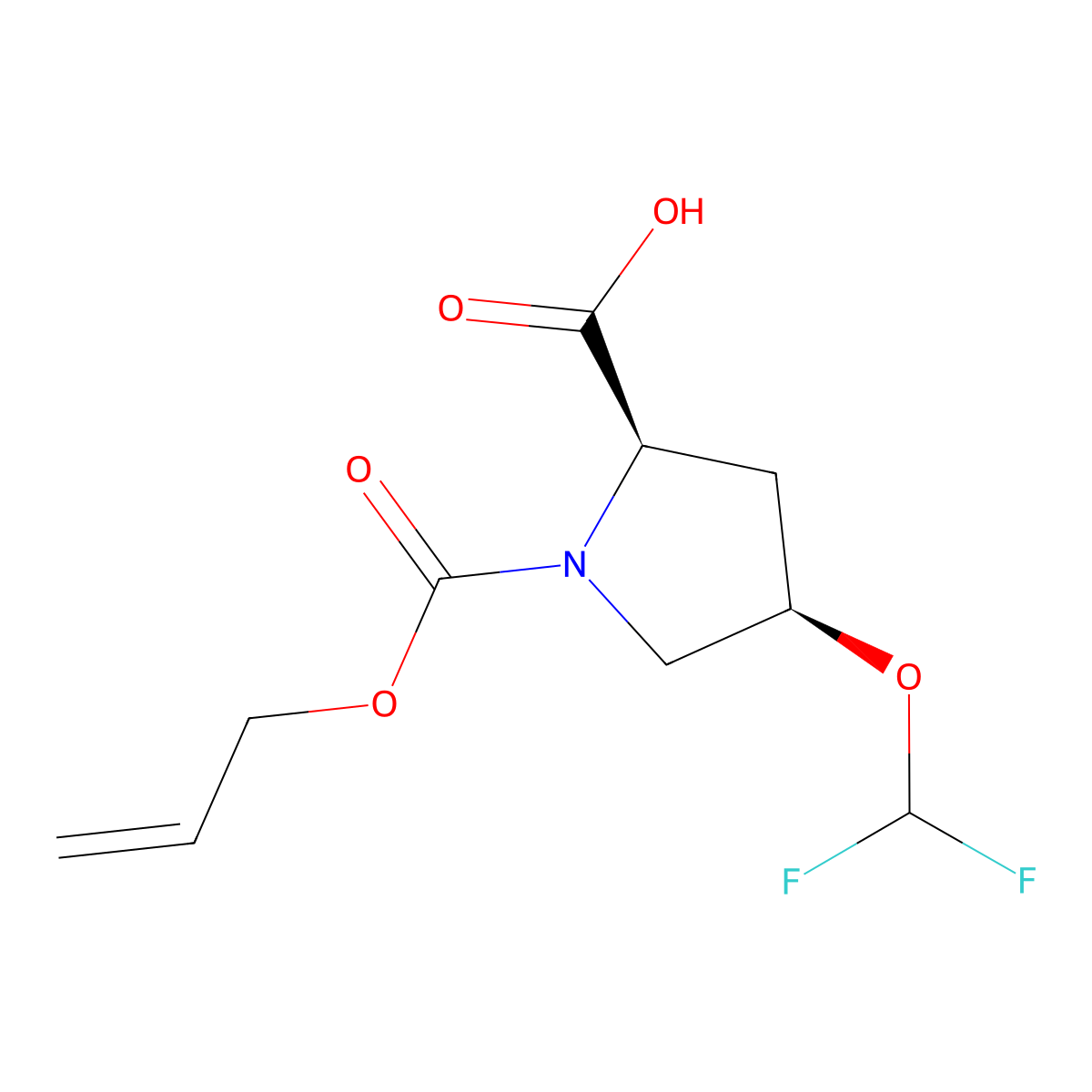 (2R,4R)-4-(difluoromethoxy)-1-[(prop-2-en-1-yloxy)carbonyl]pyrrolidine-2-carboxylic acid molecular structure, CAS 2913186-26-0