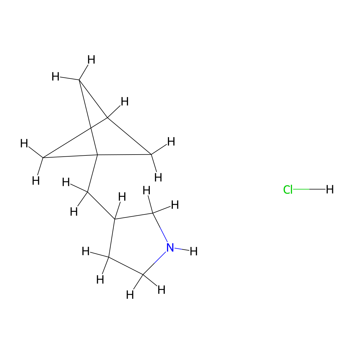 3-({Bicyclo[1.1.1]pentan-1-yl}methyl)pyrrolidine hydrochloride molecular structure, CAS 2913221-53-9