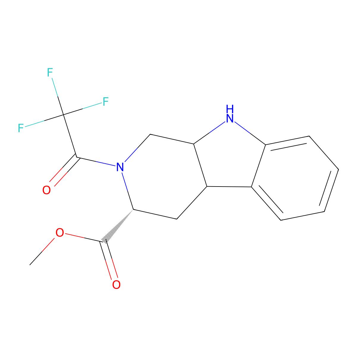 methyl (3R)-2-(2,2,2-trifluoroacetyl)-1H,2H,3H,4H,4aH,9H,9aH-pyrido[3,4-b]indole-3-carboxylate molecular structure, CAS 2913221-70-0