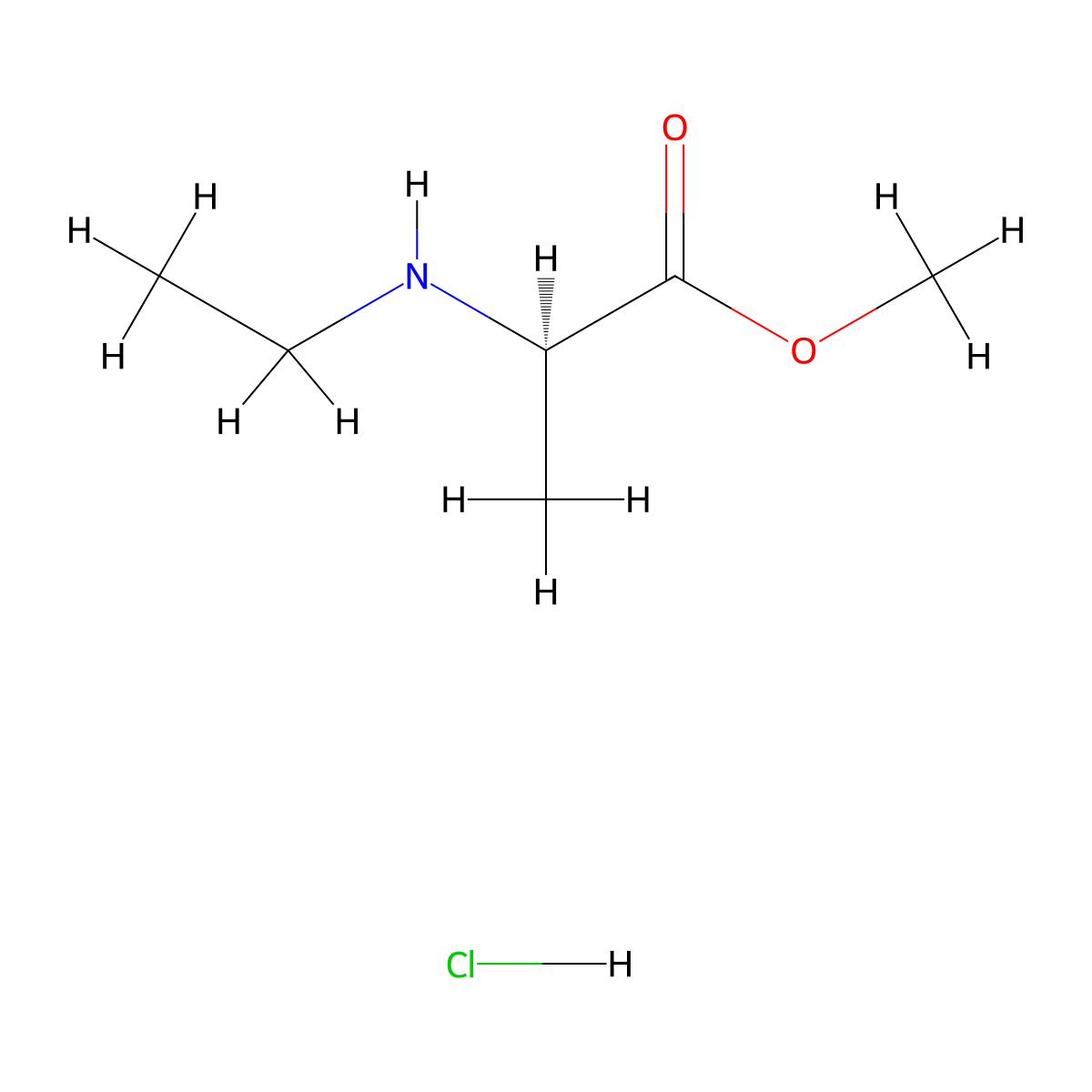 methyl (2R)-2-(ethylamino)propanoate hydrochloride molecular structure, CAS 2913226-32-9