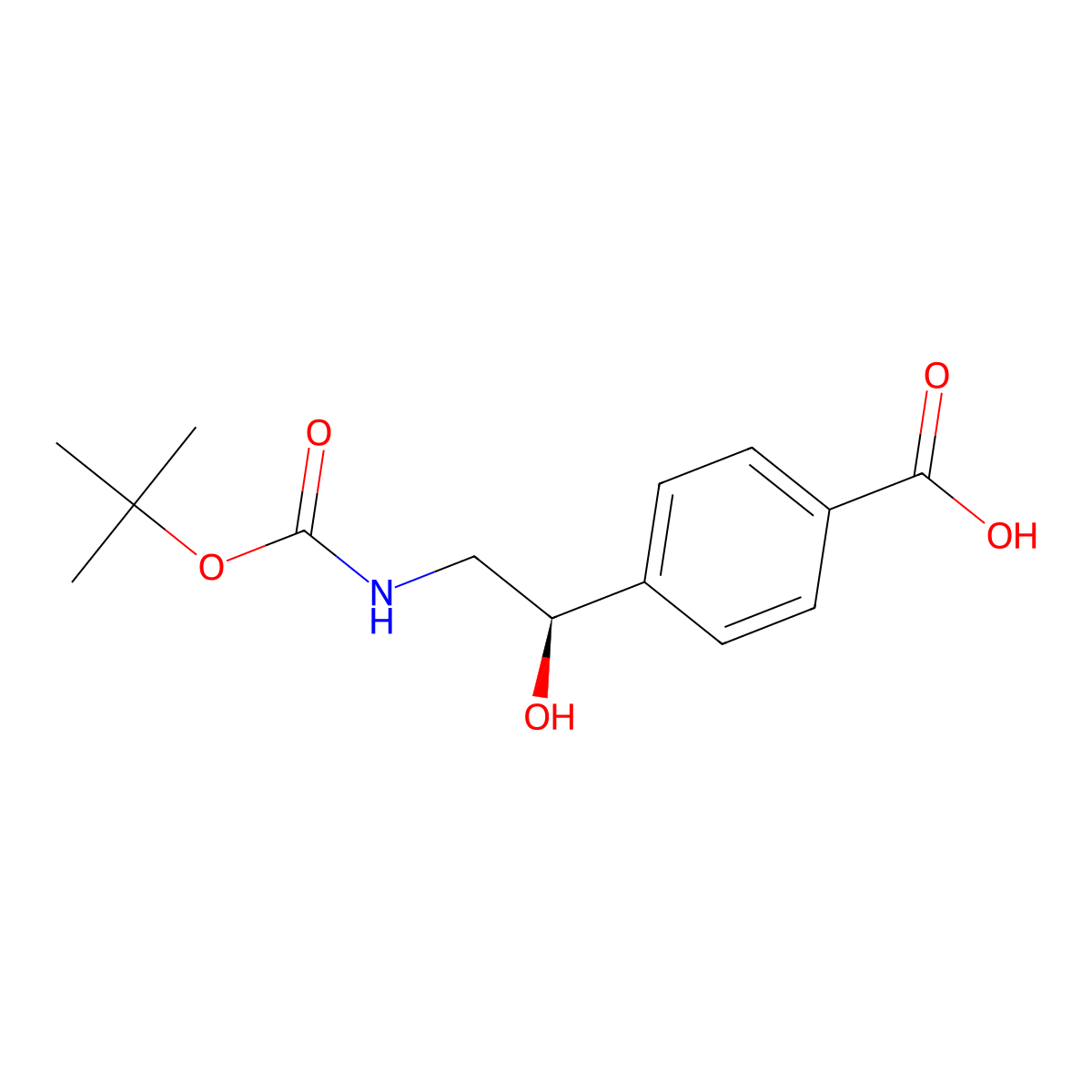 4-[(1R)-2-{[(tert-butoxy)carbonyl]amino}-1-hydroxyethyl]benzoic acid molecular structure, CAS 2913226-41-0