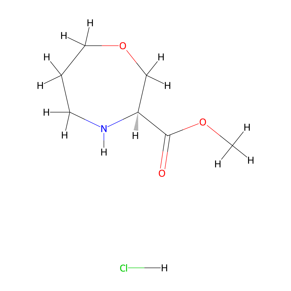 methyl (3S)-1,4-oxazepane-3-carboxylate hydrochloride molecular structure, CAS 2913226-44-3