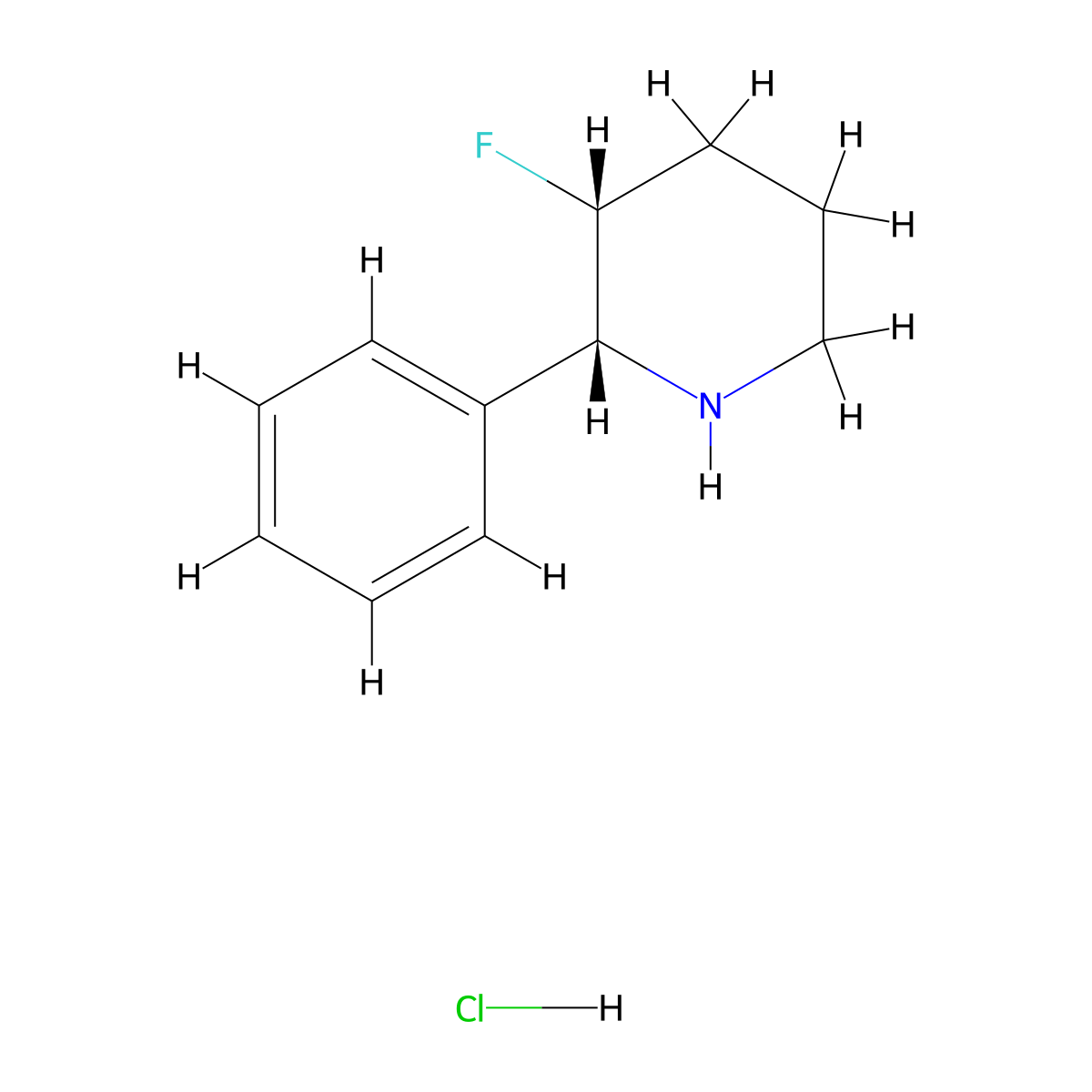 (2R,3R)-3-fluoro-2-phenylpiperidine hydrochloride molecular structure, CAS 2913226-51-2