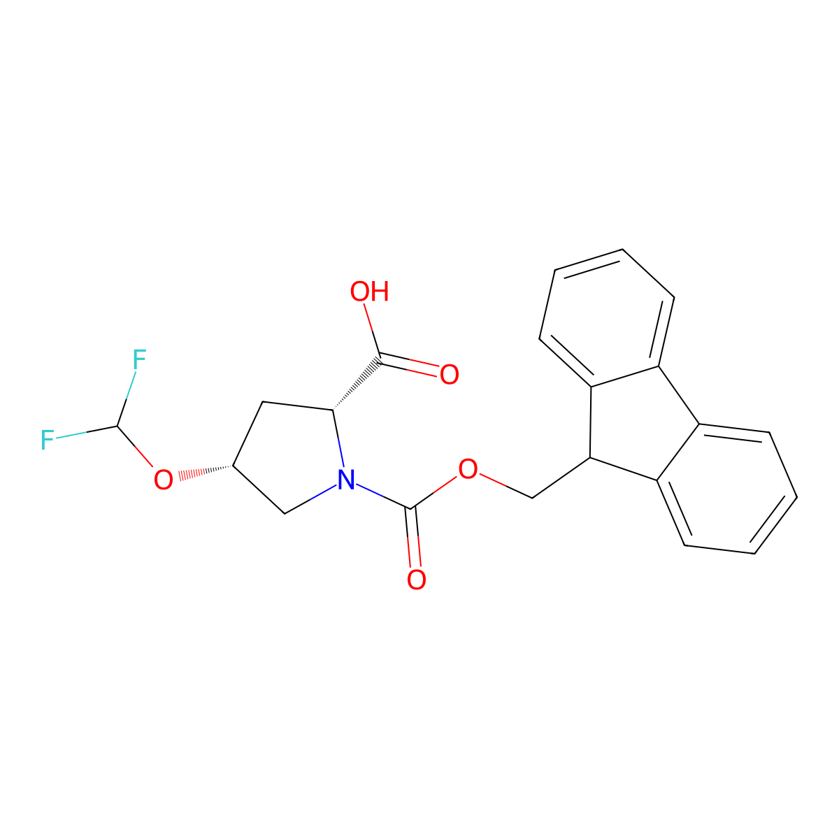(2R,4R)-4-(difluoromethoxy)-1-{[(9H-fluoren-9-yl)methoxy]carbonyl}pyrrolidine-2-carboxylicacid molecular structure, CAS 2913226-55-6
