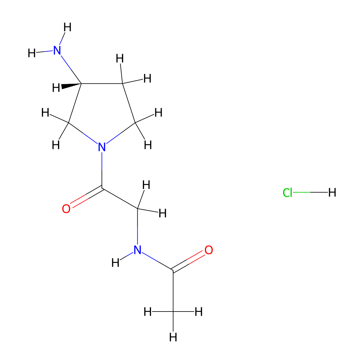N-{2-[(3R)-3-aminopyrrolidin-1-yl]-2-oxoethyl}acetamide hydrochloride molecular structure, CAS 2913228-72-3