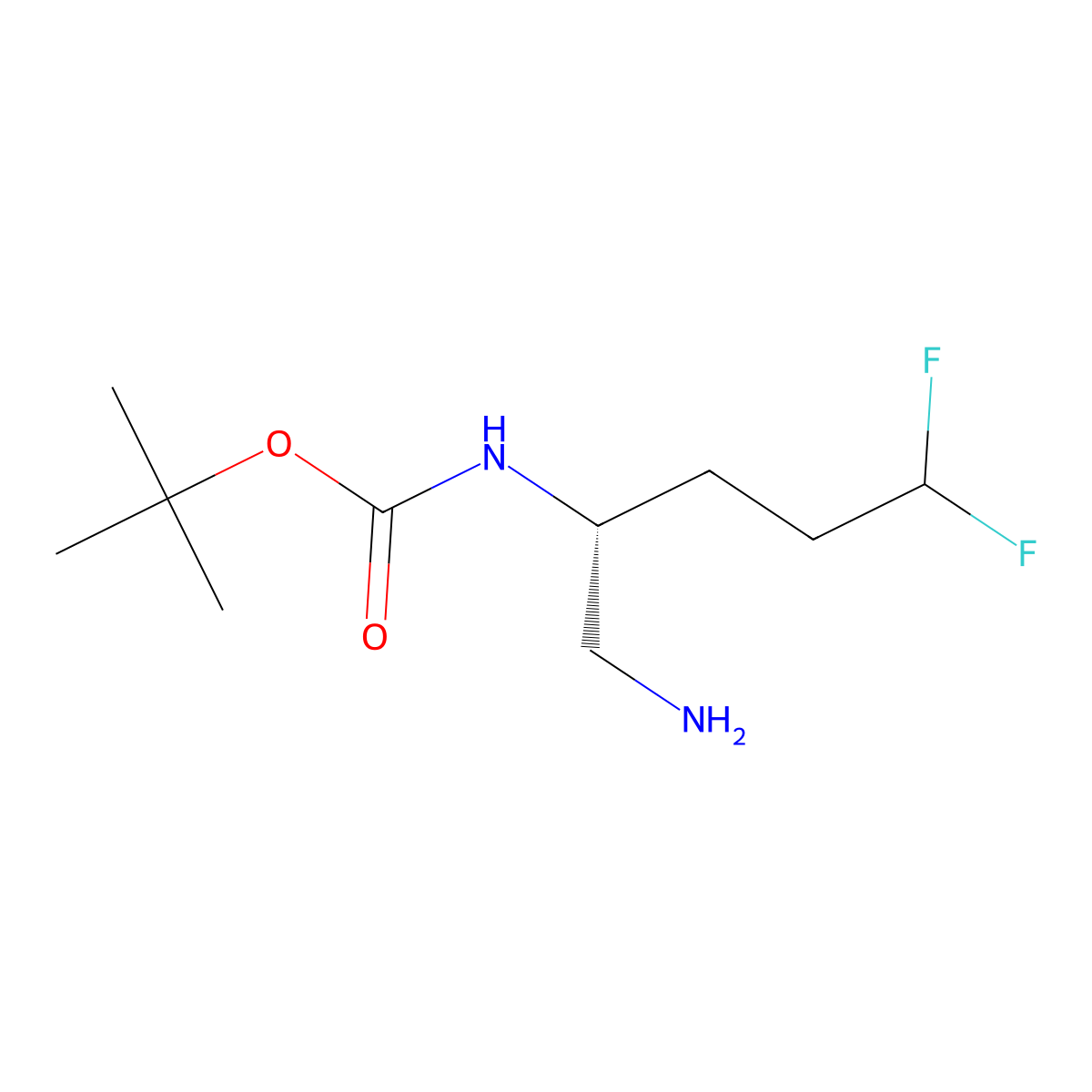 tert-butyl N-[(2R)-1-amino-5,5-difluoropentan-2-yl]carbamate molecular structure, CAS 2913228-82-5