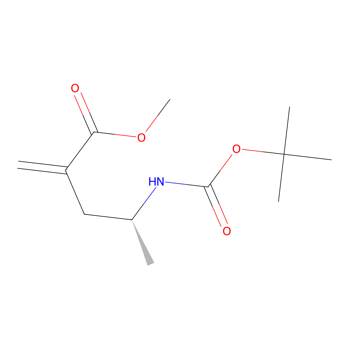 methyl (4R)-4-{[(tert-butoxy)carbonyl]amino}-2-methylidenepentanoate molecular structure, CAS 2913229-00-0