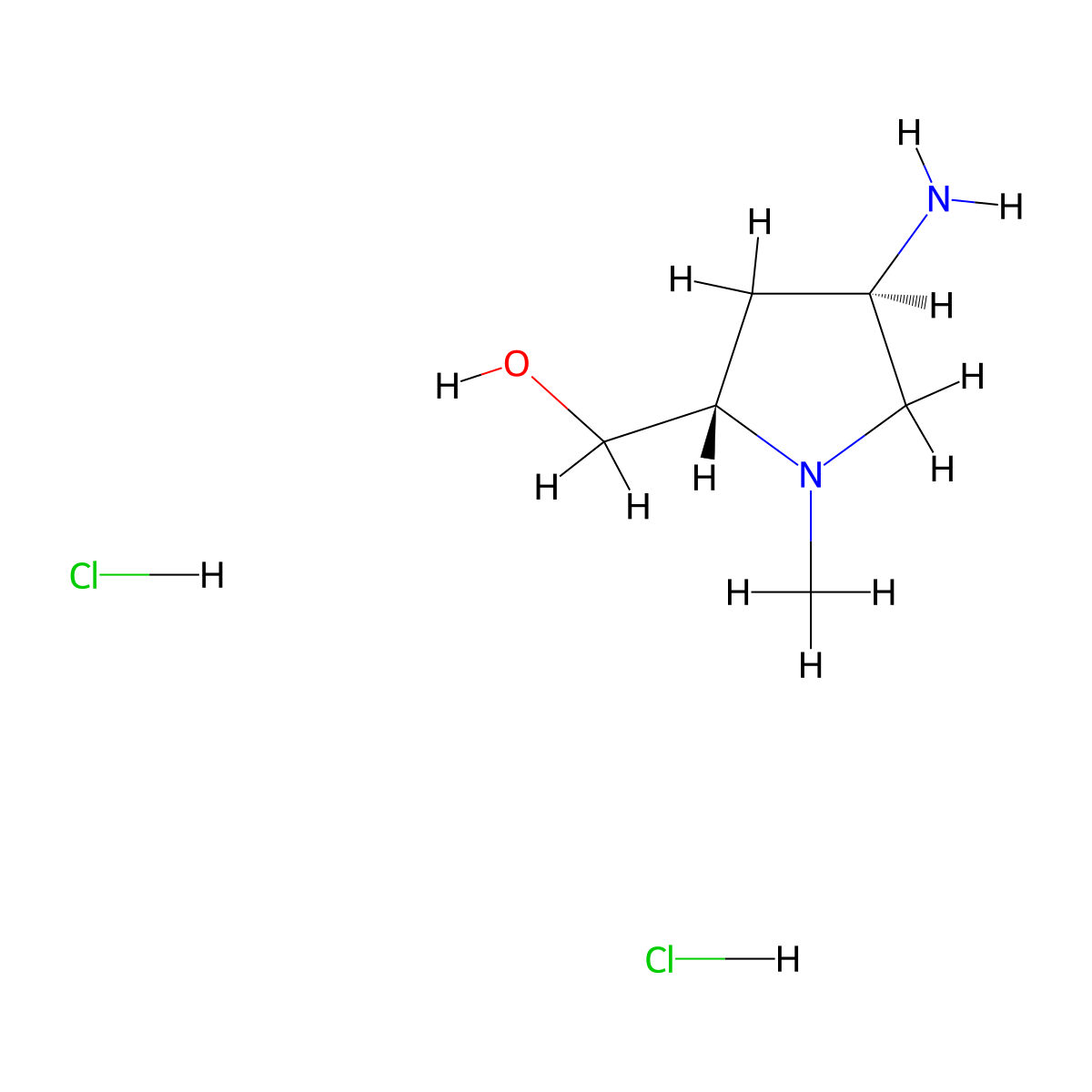 ((2S,4R)-4-amino-1-methylpyrrolidin-2-yl)methanol dihydrochloride molecular structure, CAS 2913229-04-4