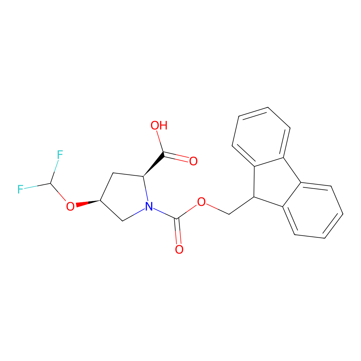 (2S,4S)-4-(difluoromethoxy)-1-{[(9H-fluoren-9-yl)methoxy]carbonyl}pyrrolidine-2-carboxylic acid molecular structure, CAS 2913229-07-7