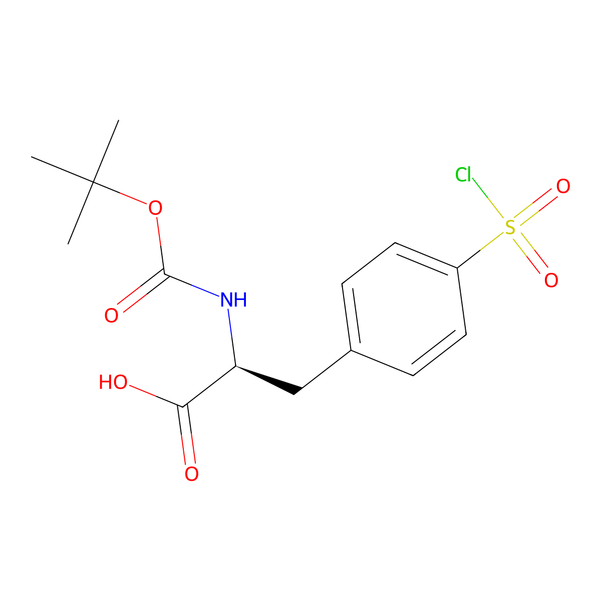 (2S)-2-{[(tert-butoxy)carbonyl]amino}-3-[4-(chlorosulfonyl)phenyl]propanoic acid molecular structure, CAS 2913229-22-6