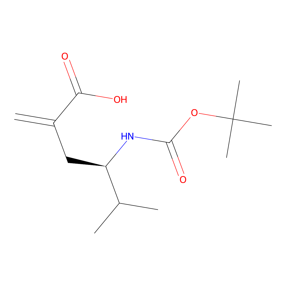(4R)-4-{[(tert-butoxy)carbonyl]amino}-5-methyl-2-methylidenehexanoic acid molecular structure, CAS 2913229-24-8