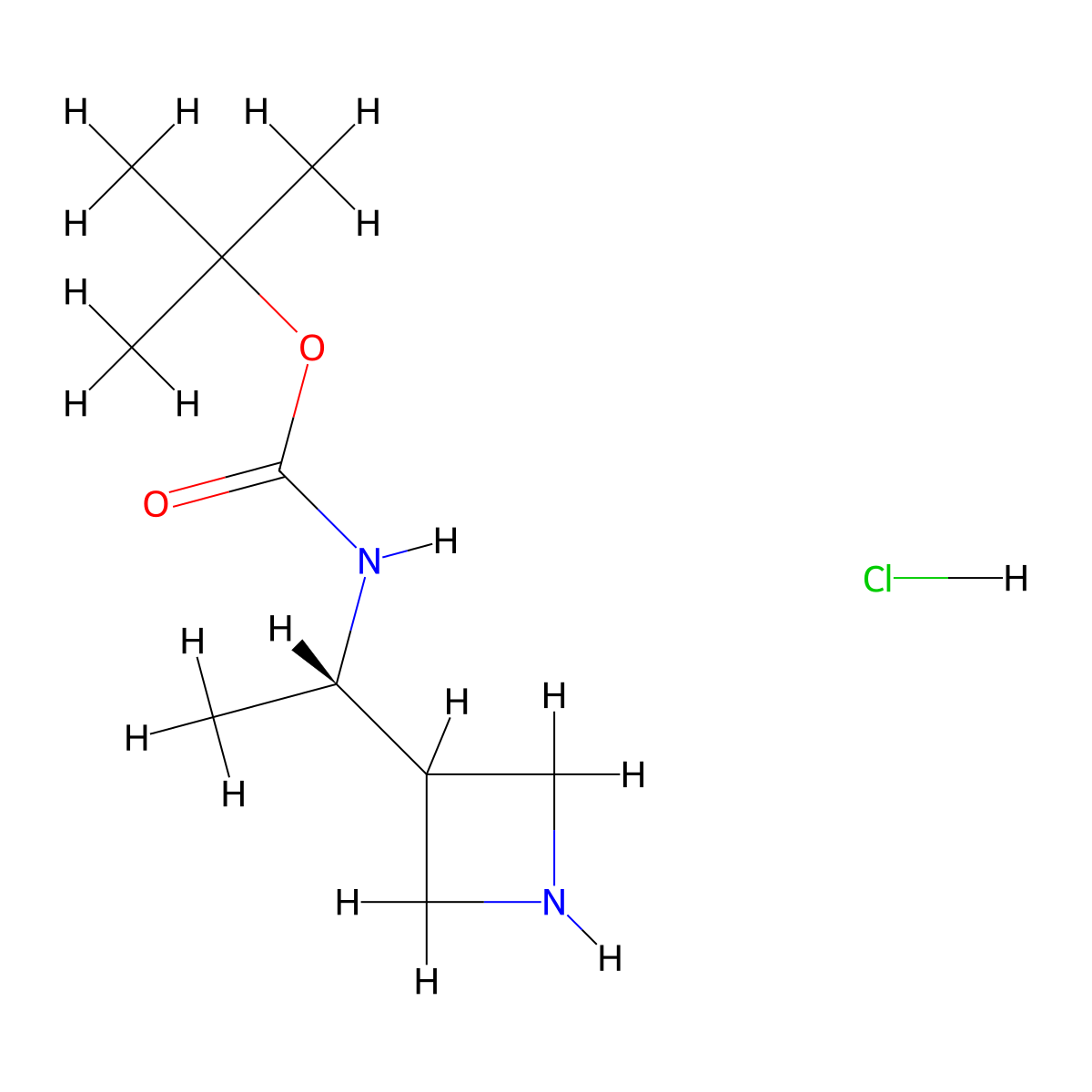 tert-butyl N-((1S)-1-(azetidin-3-yl)ethyl)carbamate hydrochloride molecular structure, CAS 2913229-25-9