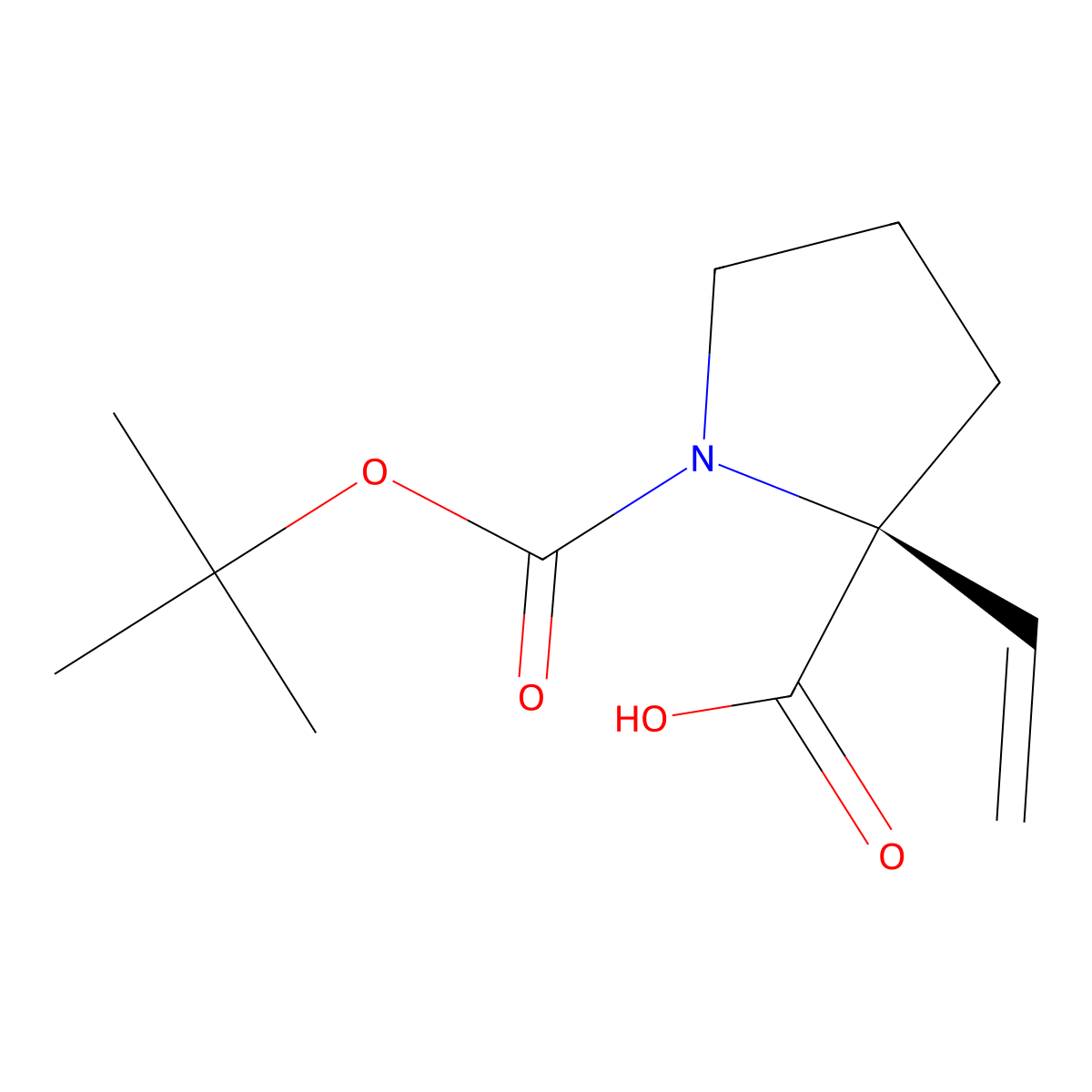 (2S)-1-[(tert-butoxy)carbonyl]-2-ethenylpyrrolidine-2-carboxylicacid molecular structure, CAS 2913229-29-3