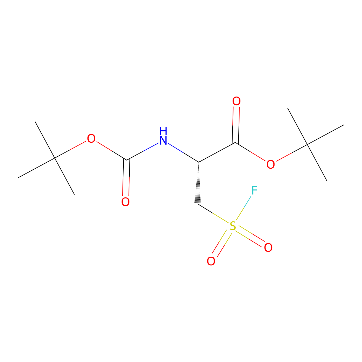 tert-butyl (2R)-2-{[(tert-butoxy)carbonyl]amino}-3-(fluorosulfonyl)propanoate molecular structure, CAS 2913229-30-6
