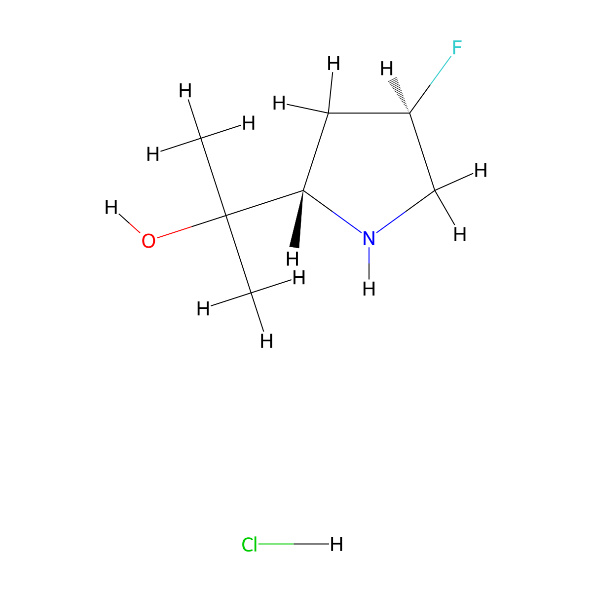2-[(2S,4R)-4-fluoropyrrolidin-2-yl]propan-2-ol hydrochloride molecular structure, CAS 2913229-32-8