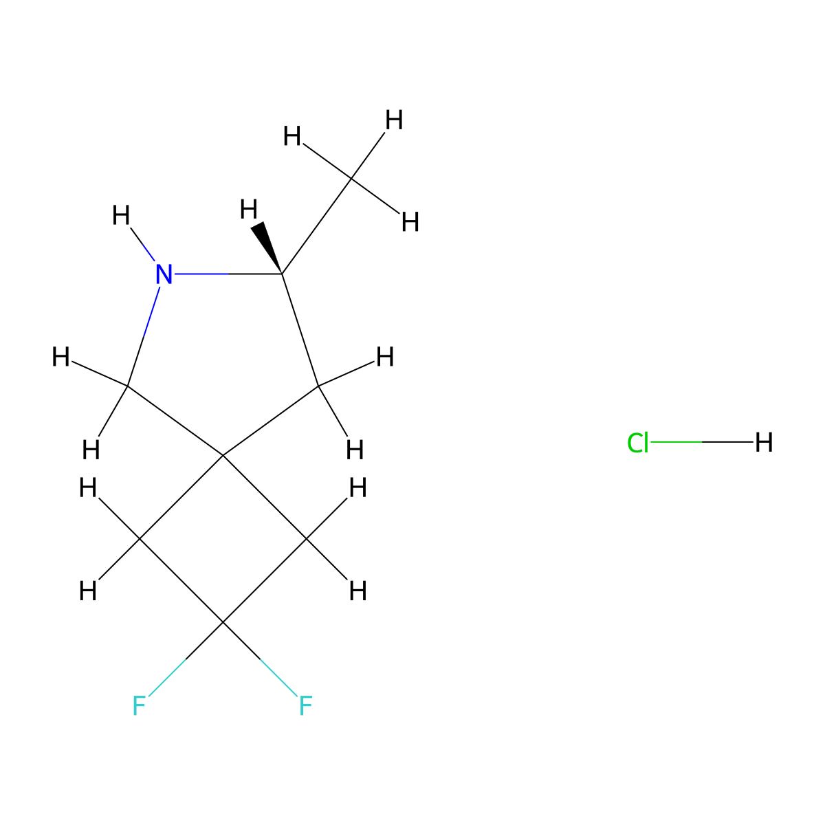(7R)-2,2-difluoro-7-methyl-6-azaspiro[3.4]octane hydrochloride molecular structure, CAS 2913229-33-9