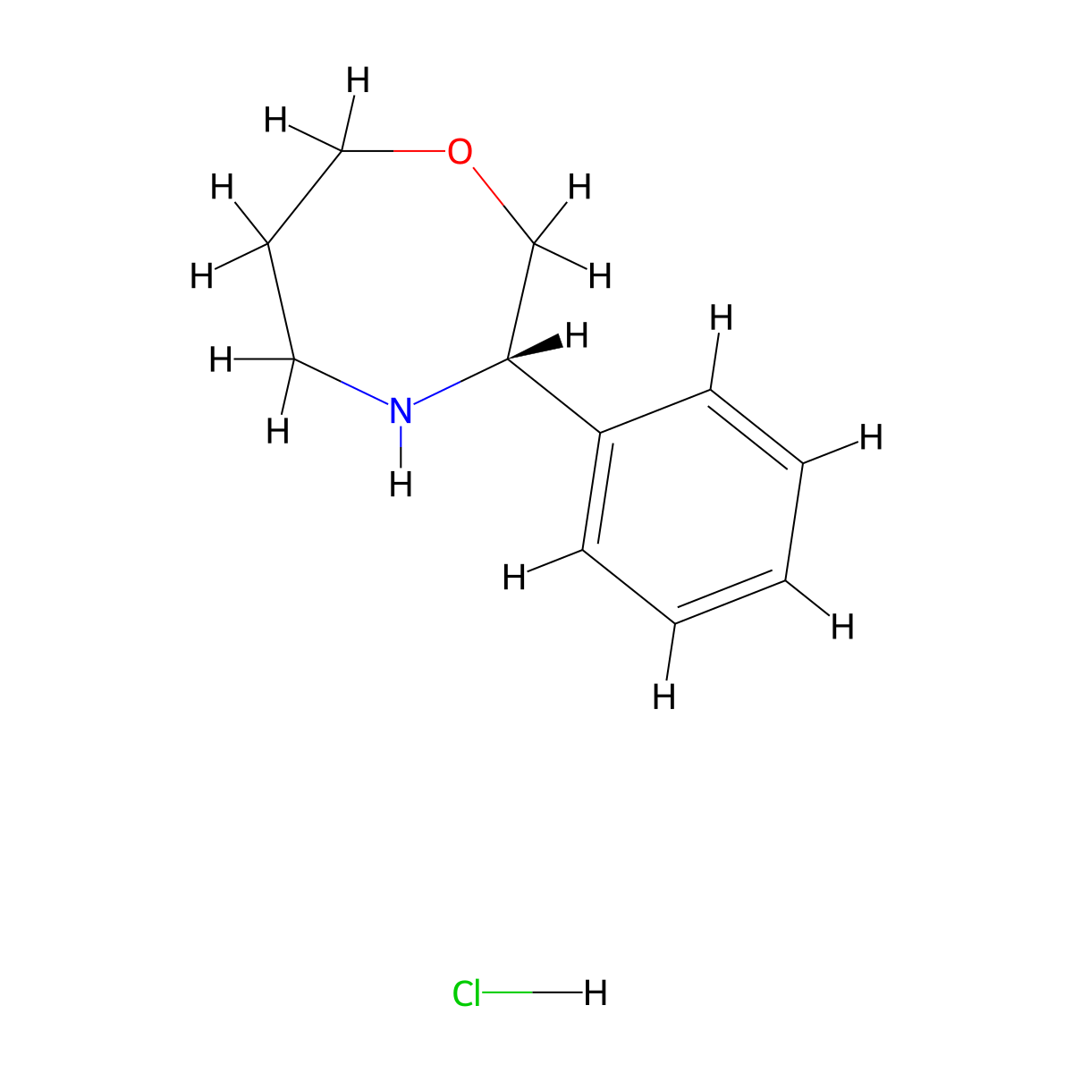 (3S)-3-phenyl-1,4-oxazepane hydrochloride molecular structure, CAS 2913229-35-1