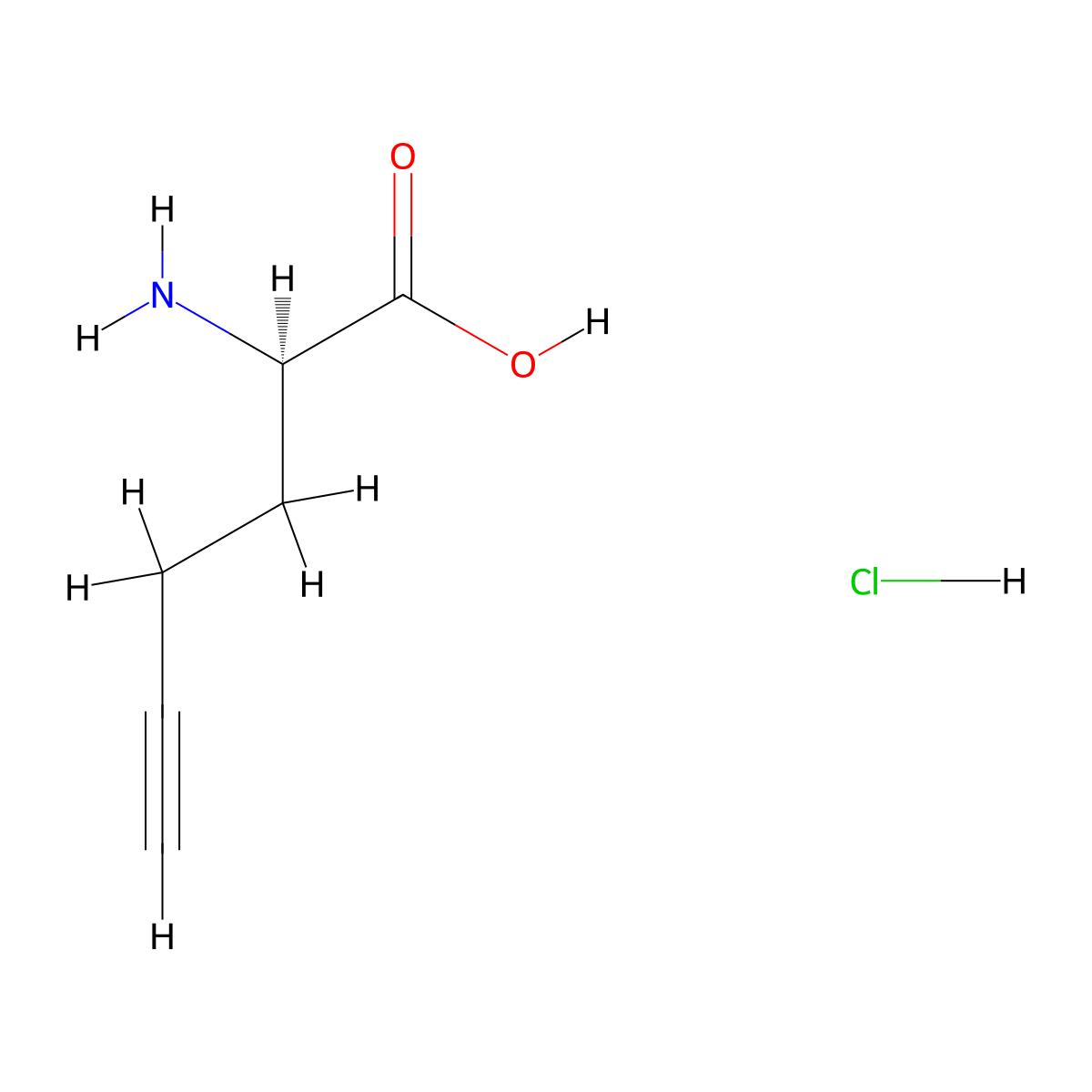 (2R)-2-aminohex-5-ynoic acid hydrochloride molecular structure, CAS 2913229-36-2