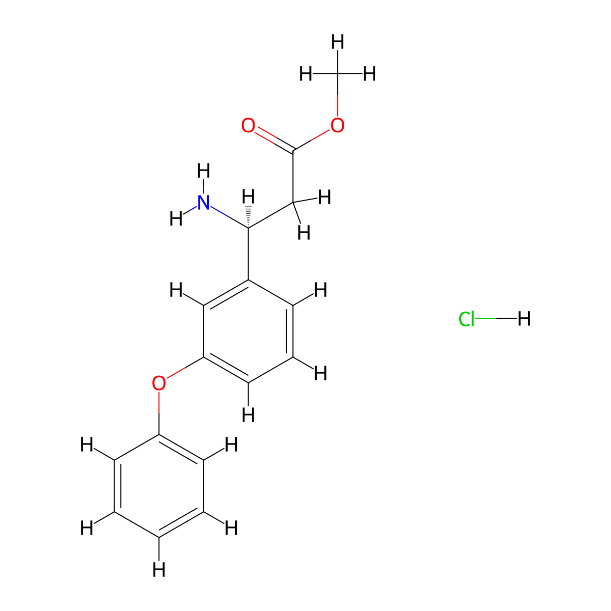 methyl (3S)-3-amino-3-(3-phenoxyphenyl)propanoate hydrochloride molecular structure, CAS 2913229-47-5