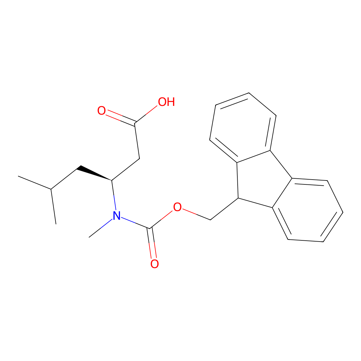 (3S)-3-({[(9H-fluoren-9-yl)methoxy]carbonyl}(methyl)amino)-5-methylhexanoic acid molecular structure, CAS 2913229-50-0