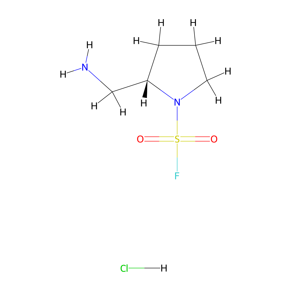 (2S)-2-(aminomethyl)pyrrolidine-1-sulfonyl fluoride hydrochloride molecular structure, CAS 2913229-54-4