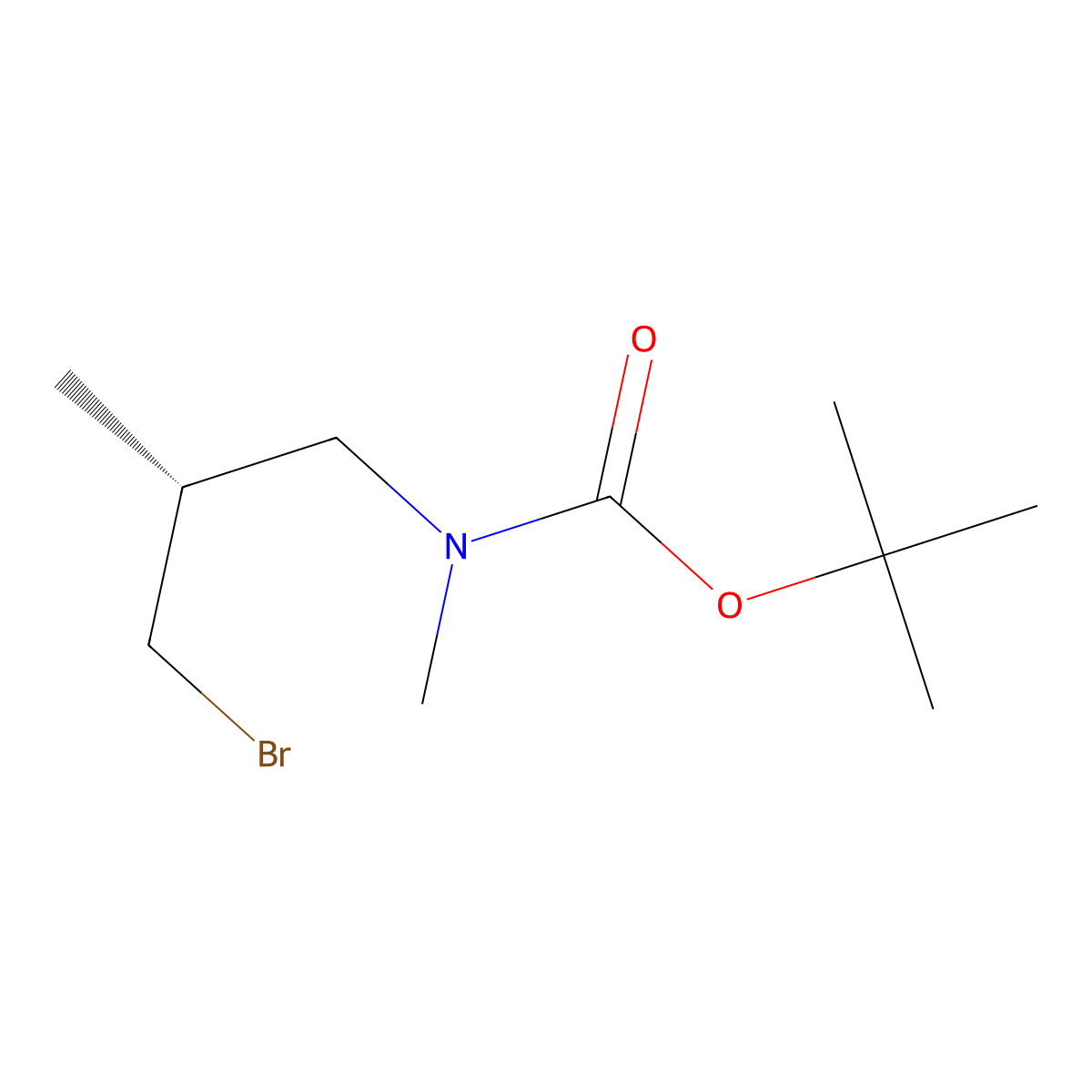 tert-butyl N-[(2R)-3-bromo-2-methylpropyl]-N-methylcarbamate molecular structure, CAS 2913229-56-6