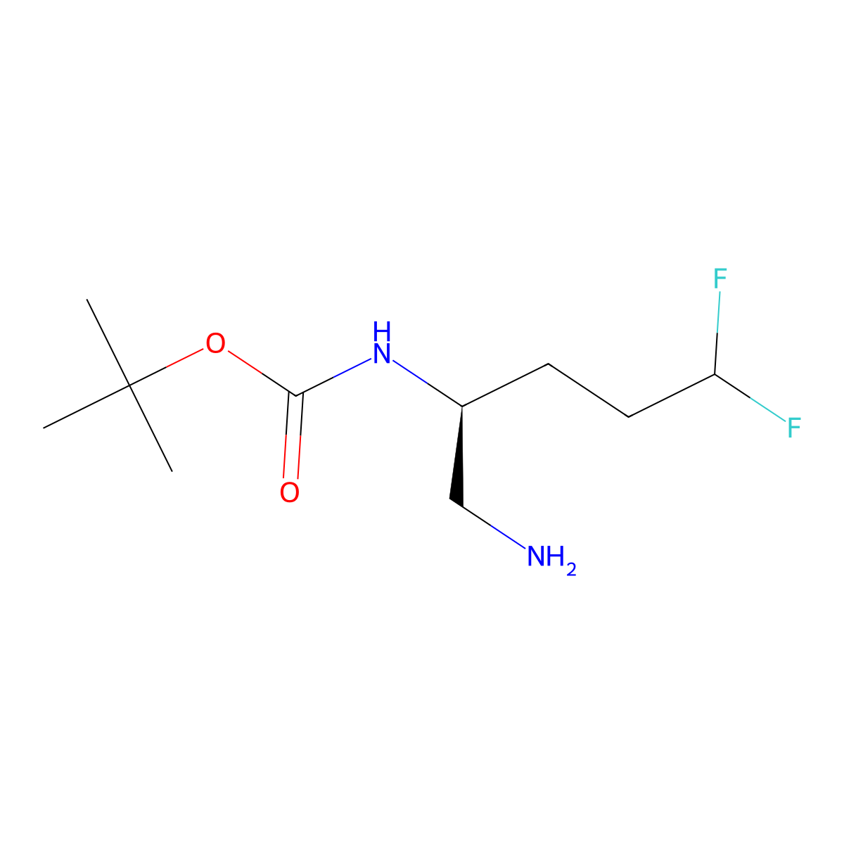 tert-butyl N-[(2S)-1-amino-5,5-difluoropentan-2-yl]carbamate molecular structure, CAS 2913229-57-7