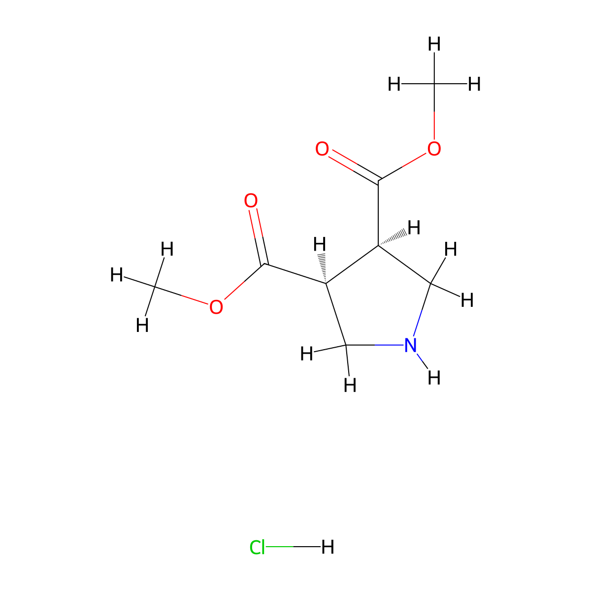 cis-Dimethyl pyrrolidine-3,4-dicarboxylate hydrochloride molecular structure, CAS 2913229-63-5