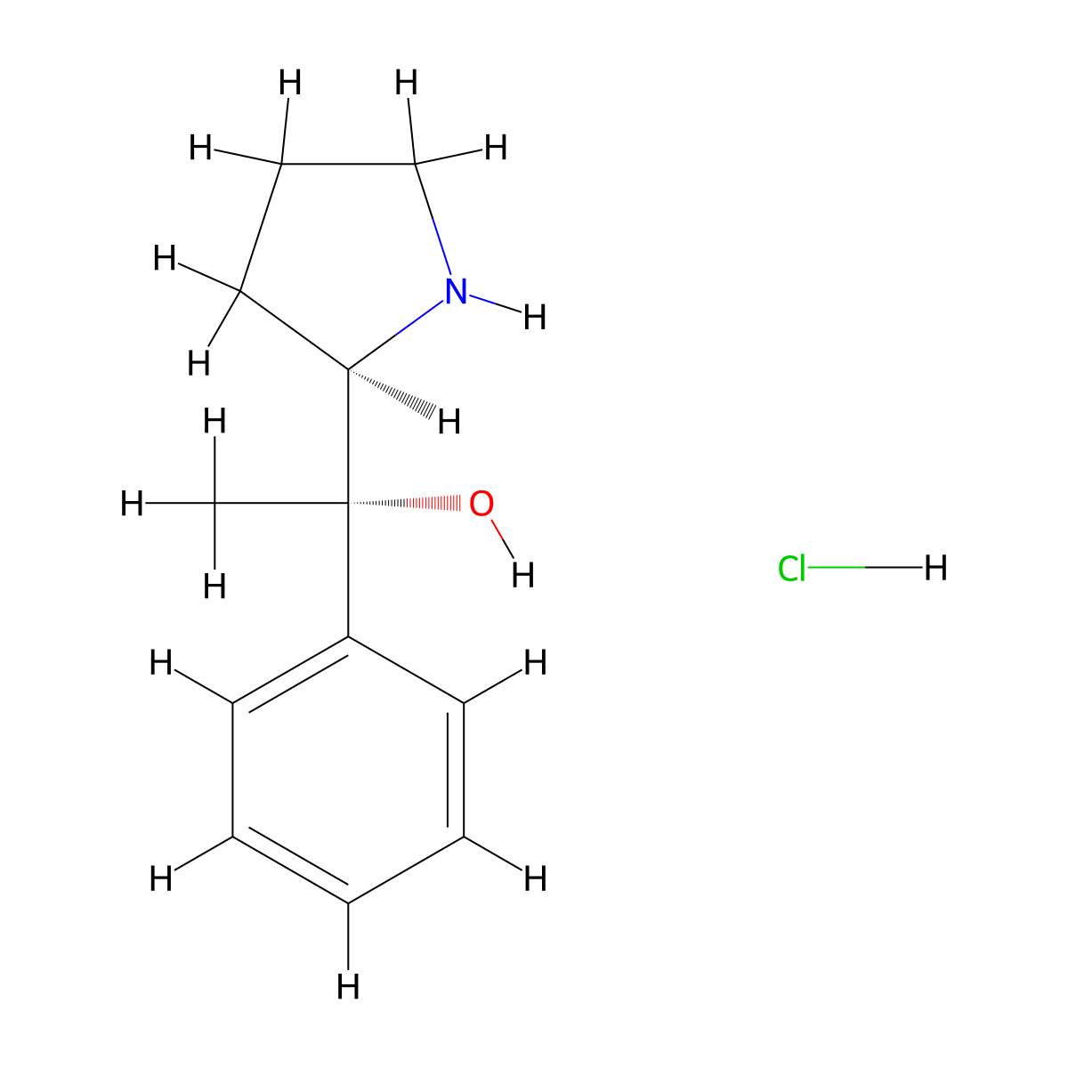 (1S)-1-phenyl-1-[(2R)-pyrrolidin-2-yl]ethan-1-olhydrochloride molecular structure, CAS 2913229-70-4
