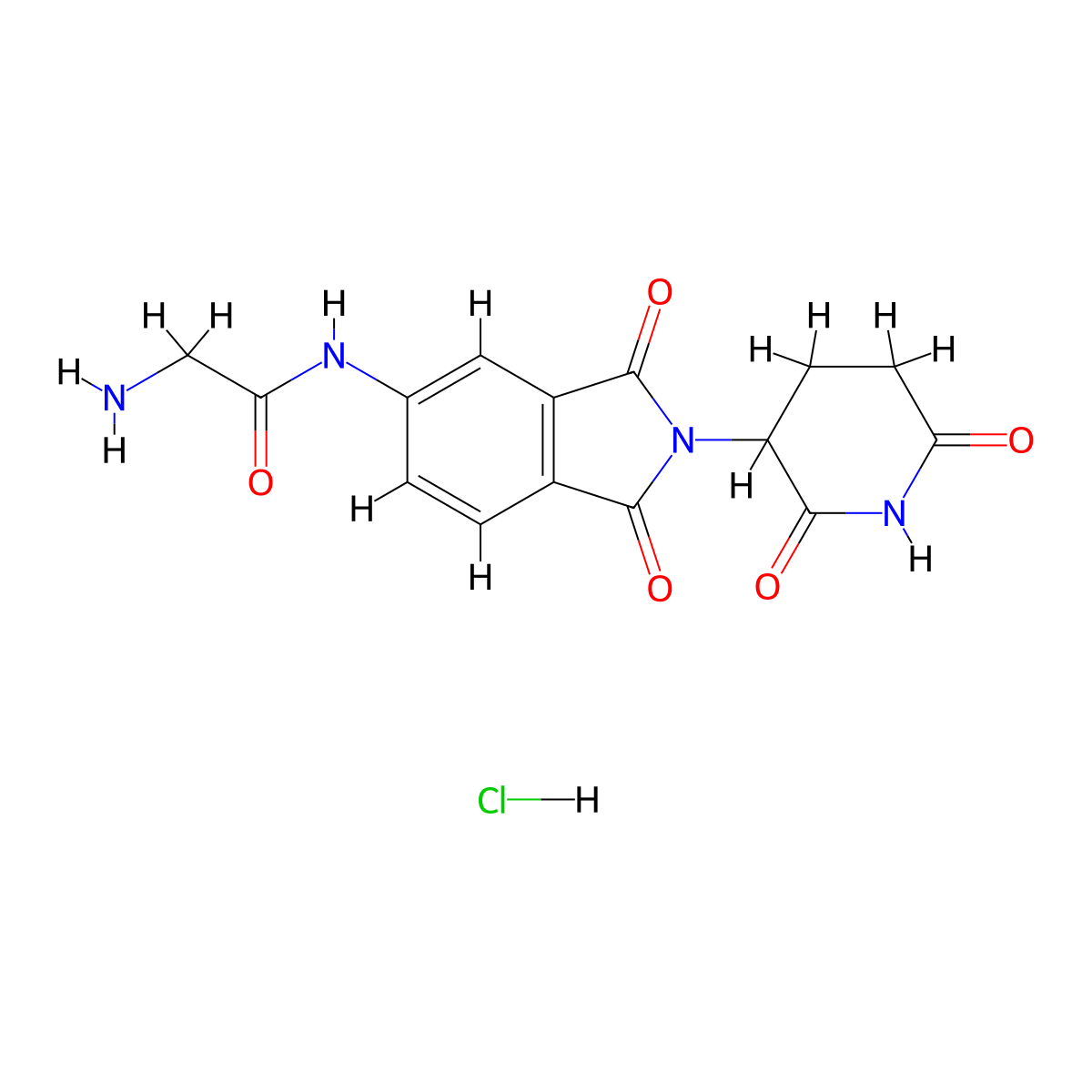 2-amino-N-[2-(2,6-dioxopiperidin-3-yl)-1,3-dioxo-2,3-dihydro-1H-isoindol-5-yl]acetamide hydrochloride molecular structure, CAS 2913240-94-3