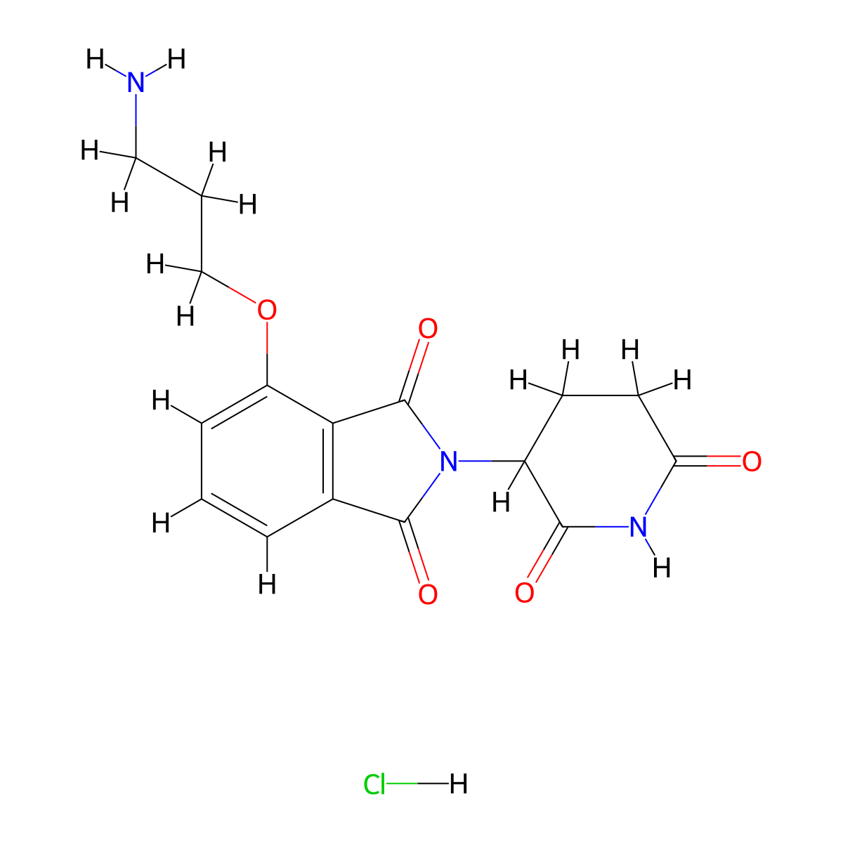 4-(3-aminopropoxy)-2-(2,6-dioxopiperidin-3-yl)-2,3-dihydro-1H-isoindole-1,3-dione hydrochloride molecular structure, CAS 2913240-95-4