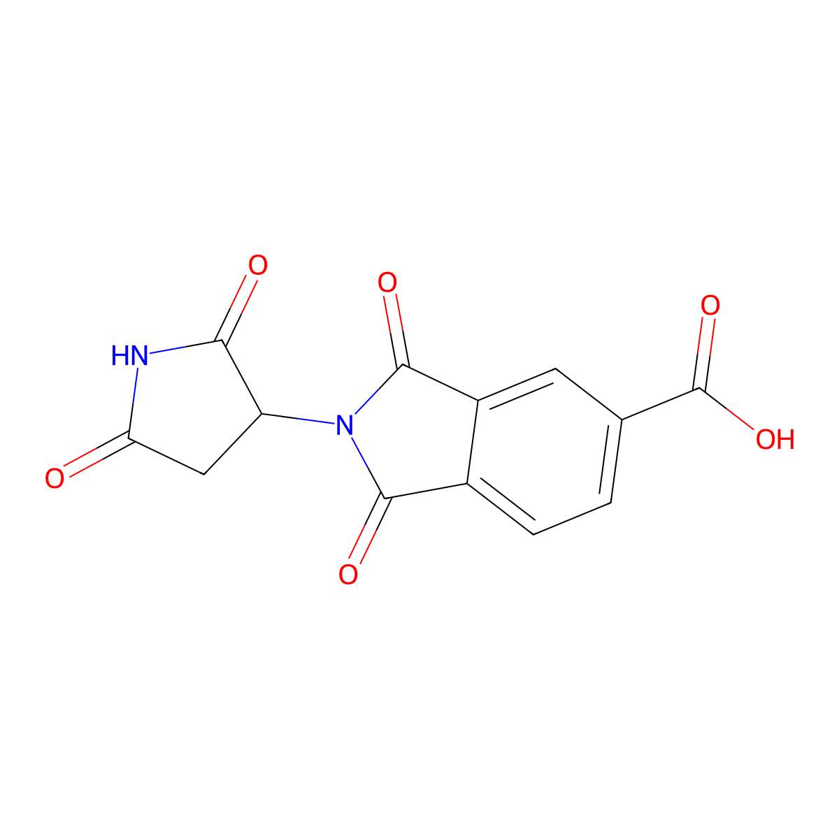 2-(2,5-dioxopyrrolidin-3-yl)-1,3-dioxo-2,3-dihydro-1H-isoindole-5-carboxylic acid molecular structure, CAS 2913240-96-5