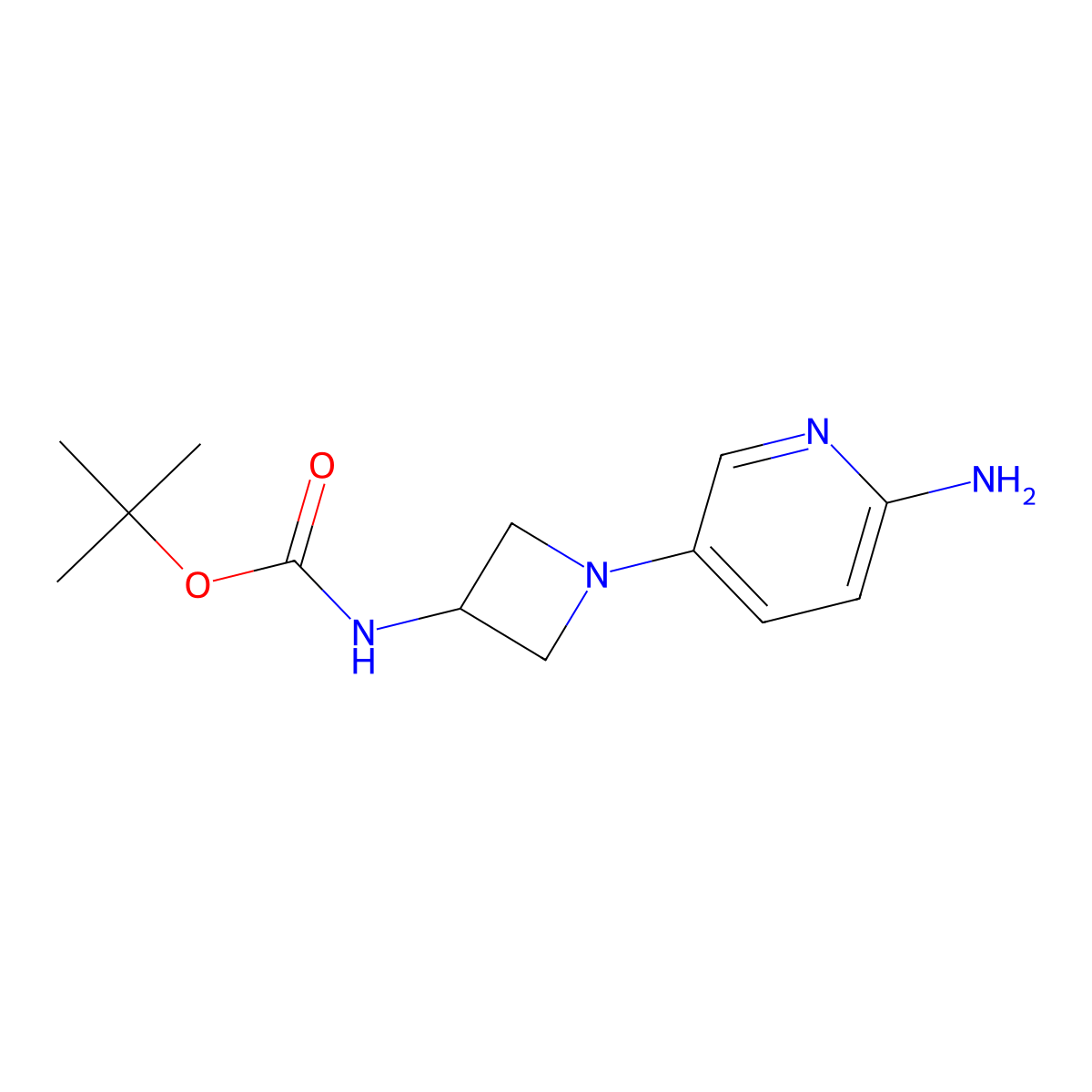 tert-butyl N-[1-(6-aminopyridin-3-yl)azetidin-3-yl]carbamate molecular structure, CAS 2913240-99-8