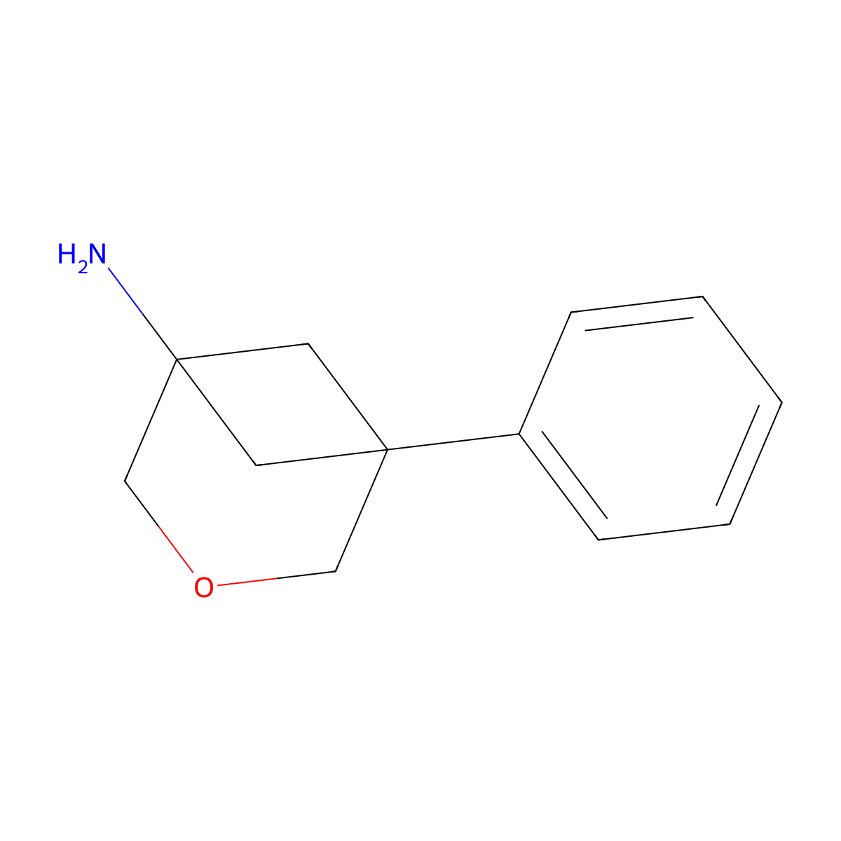 5-Phenyl-3-oxabicyclo[3.1.1]heptan-1-amine molecular structure, CAS 2913241-09-3
