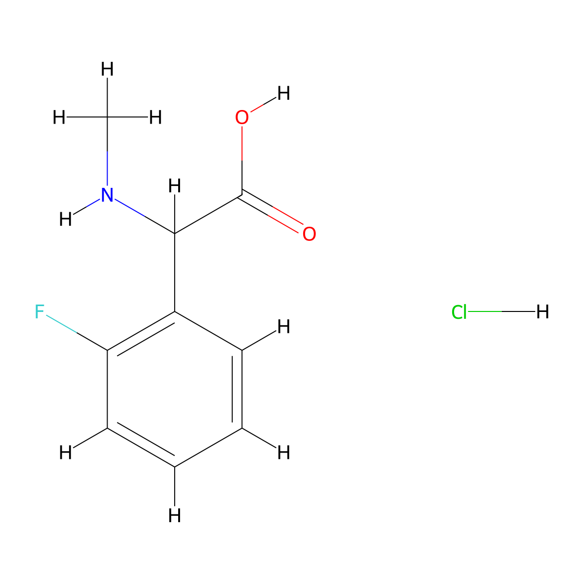 2-(2-Fluorophenyl)-2-(methylamino)acetic acid hydrochloride molecular structure, CAS 2913241-28-6