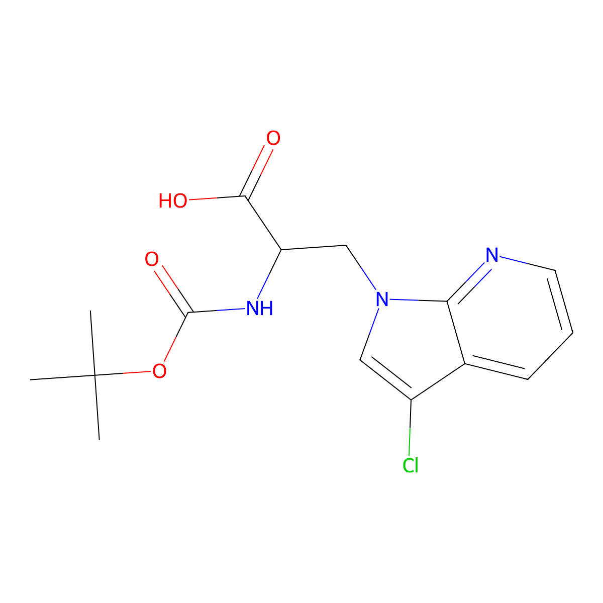 2-{[(tert-butoxy)carbonyl]amino}-3-{3-chloro-1H-pyrrolo[2,3-b]pyridin-1-yl}propanoicacid molecular structure, CAS 2913241-31-1