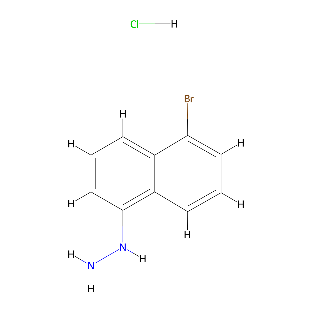 (5-Bromonaphthalen-1-yl)hydrazine hydrochloride molecular structure, CAS 2913241-42-4