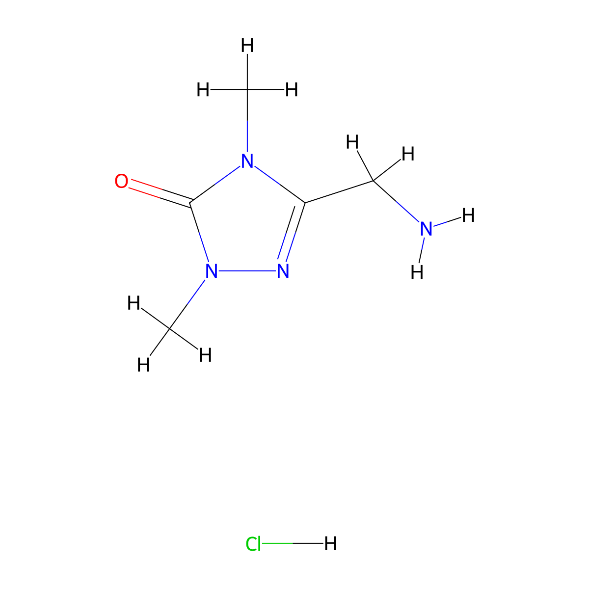 3-(aminomethyl)-1,4-dimethyl-4,5-dihydro-1H-1,2,4-triazol-5-onehydrochloride molecular structure, CAS 2913241-45-7