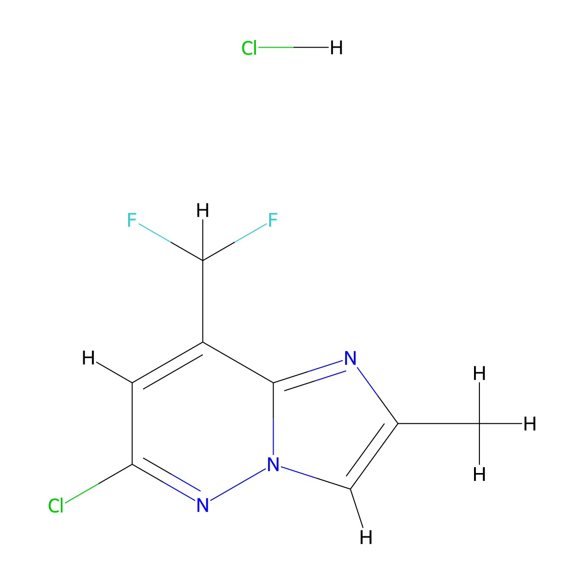 6-Chloro-8-(difluoromethyl)-2-methylimidazo[1,2-b]pyridazine hydrochloride molecular structure, CAS 2913241-50-4