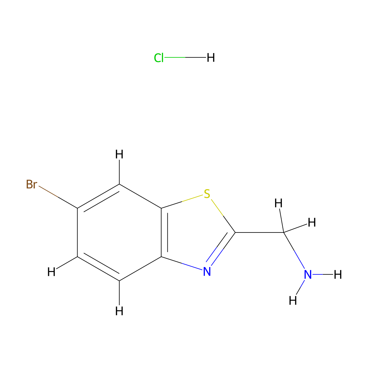 1-(6-Bromo-1,3-benzothiazol-2-yl)methanamine hydrochloride molecular structure, CAS 2913241-51-5