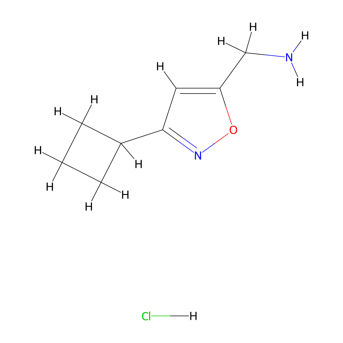 1-(3-Cyclobutyl-1,2-oxazol-5-yl)methanaminehydrochloride molecular structure, CAS 2913241-59-3