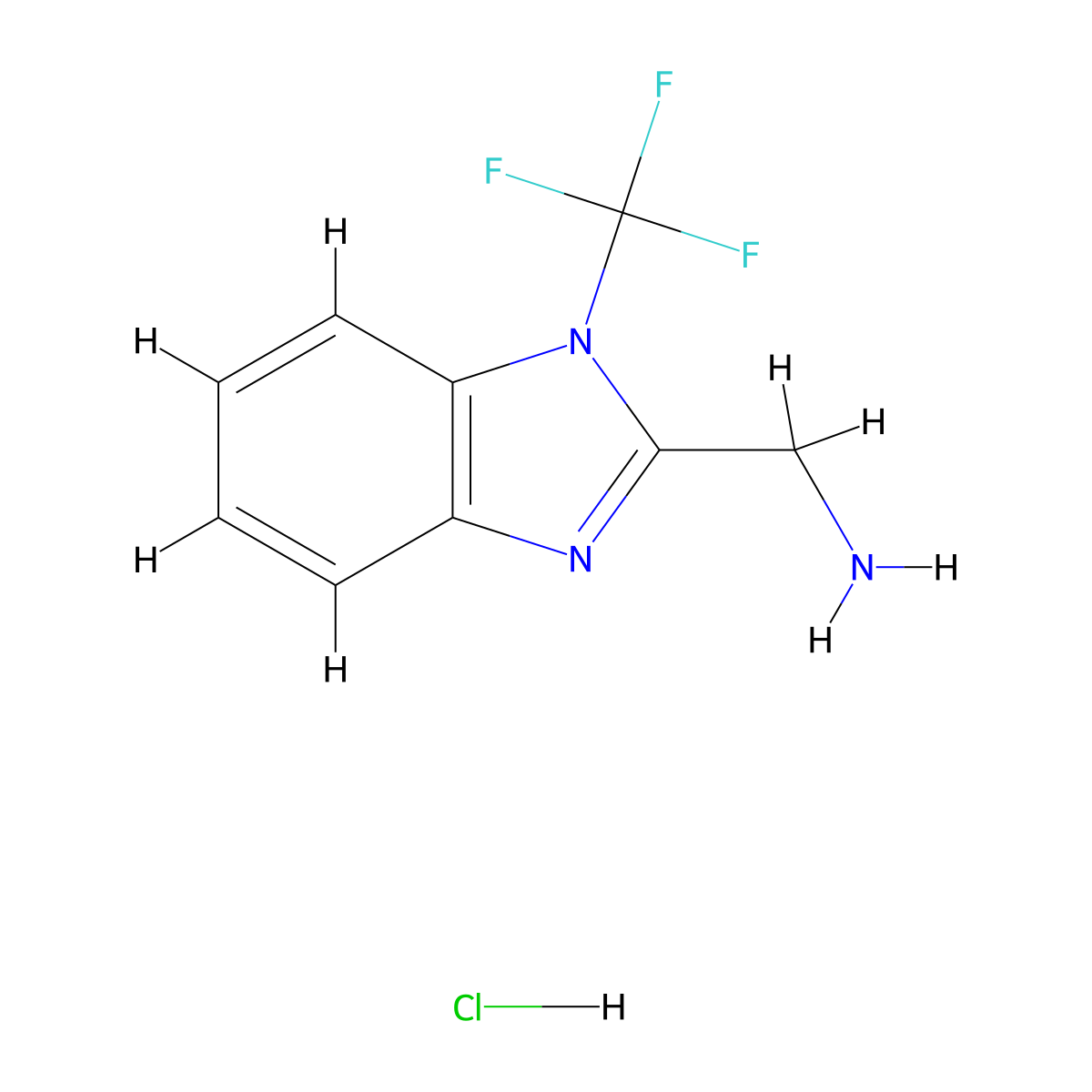 1-[1-(trifluoromethyl)-1H-1,3-benzodiazol-2-yl]methanamine hydrochloride molecular structure, CAS 2913241-63-9