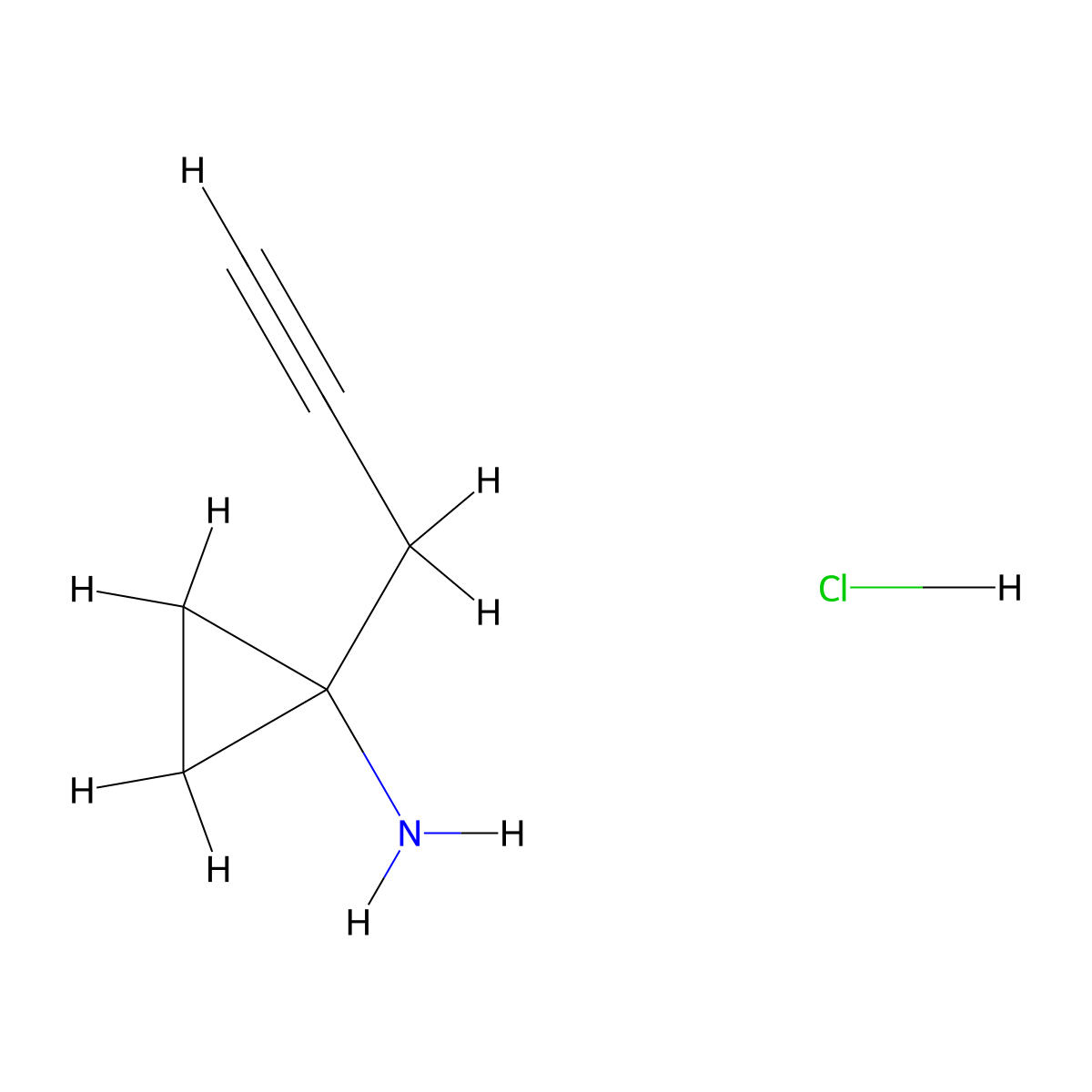 1-(Prop-2-yn-1-yl)cyclopropan-1-amine hydrochloride molecular structure, CAS 2913241-72-0
