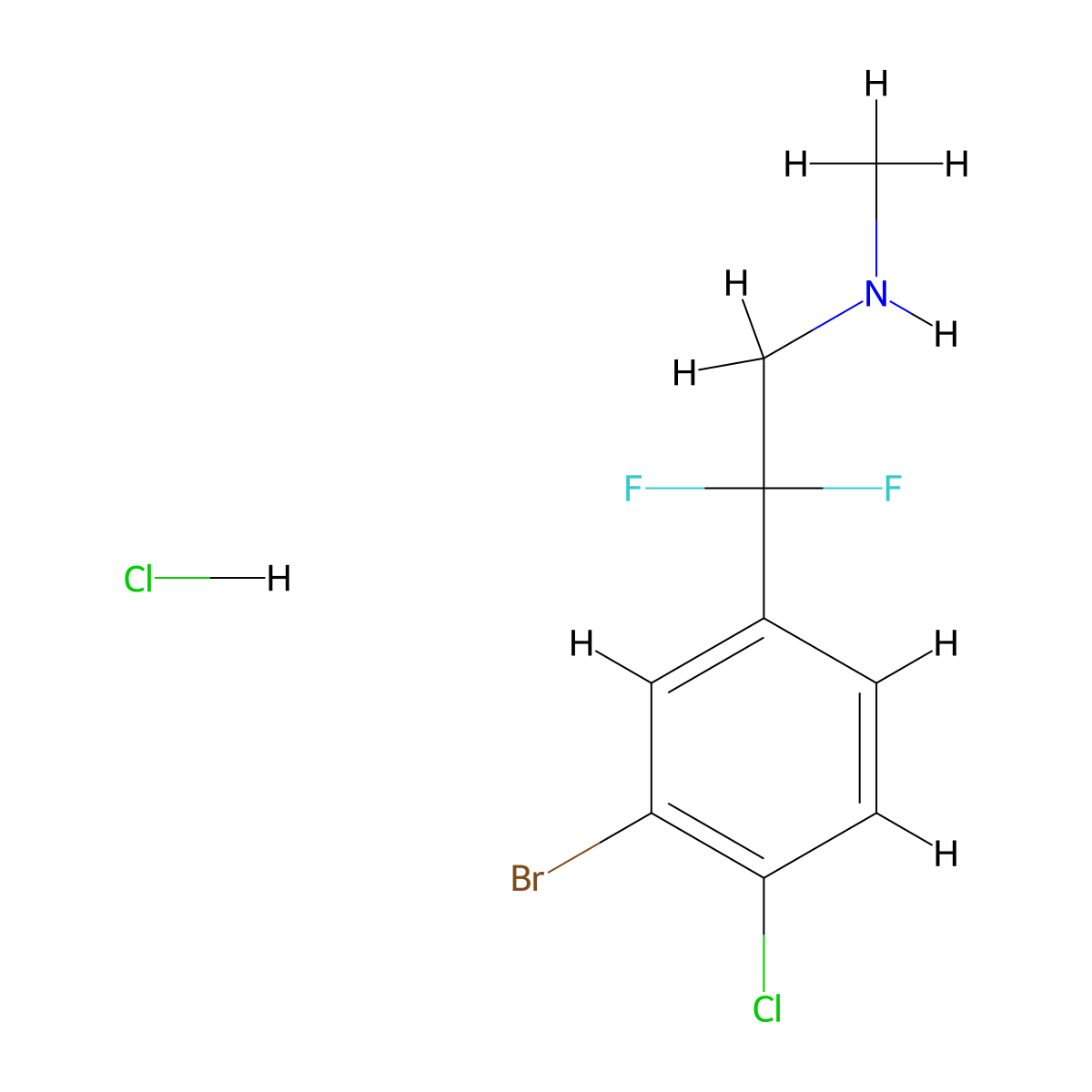 [2-(3-Bromo-4-chlorophenyl)-2,2-difluoroethyl](methyl)amine hydrochloride molecular structure, CAS 2913241-76-4