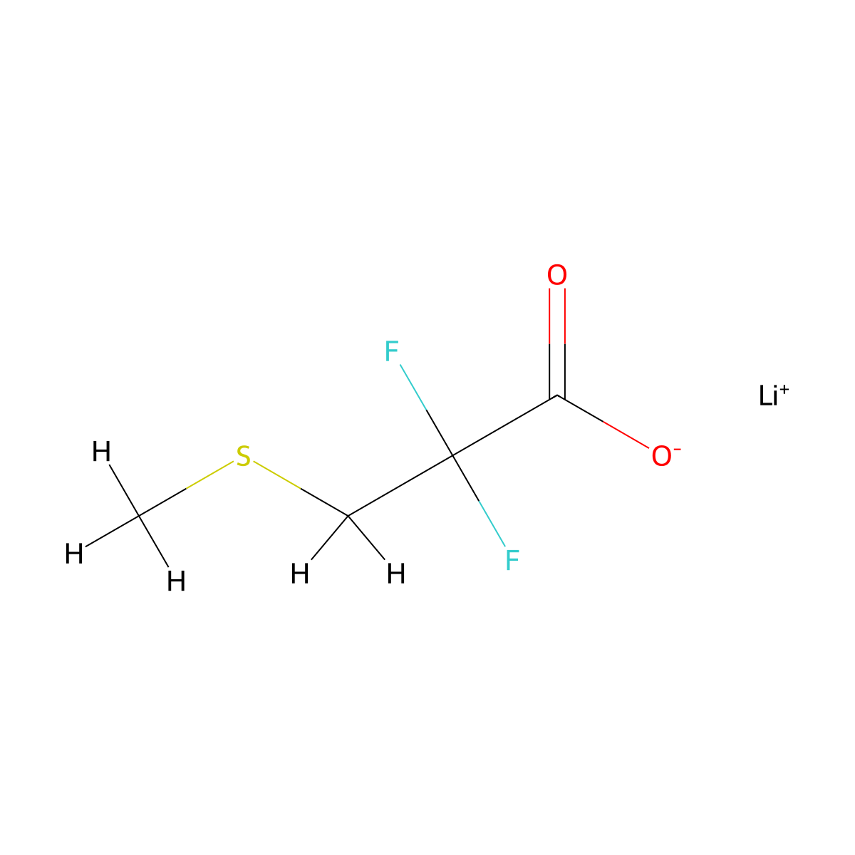 Lithium(1+) 2,2-difluoro-3-(methylsulfanyl)propanoate molecular structure, CAS 2913241-77-5