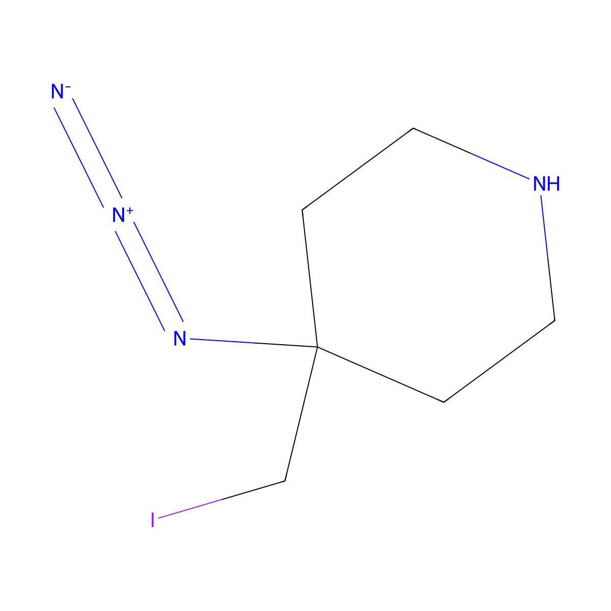 4-Azido-4-(iodomethyl)piperidine molecular structure, CAS 2913241-88-8