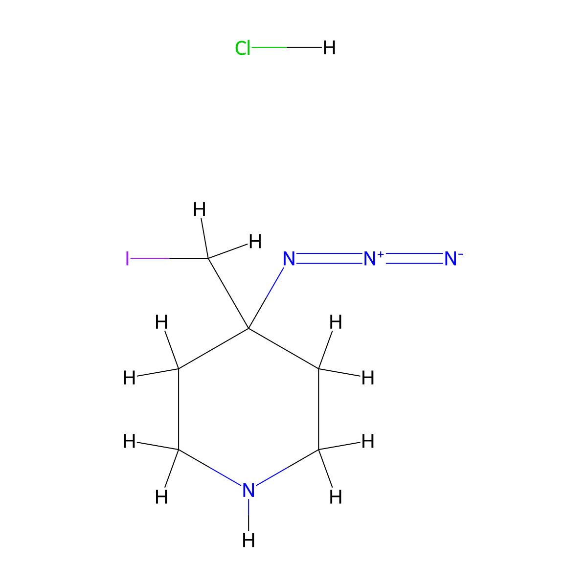 4-Azido-4-(iodomethyl)piperidine hydrochloride molecular structure, CAS 2913241-89-9