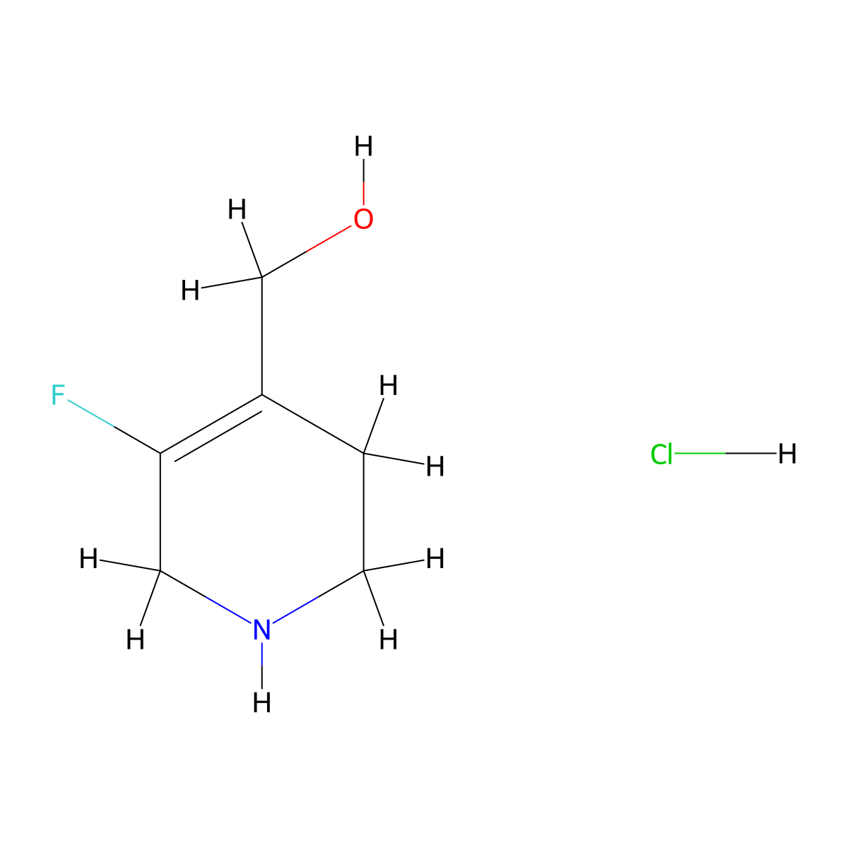 (5-Fluoro-1,2,3,6-tetrahydropyridin-4-yl)methanol hydrochloride molecular structure, CAS 2913241-94-6